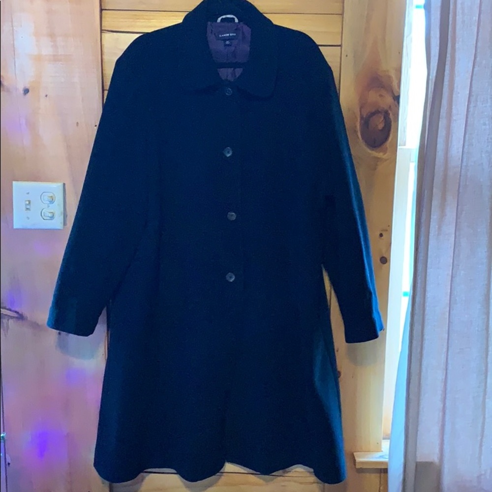 Lands End Wool Fit And Flare Long coat Sz 22 black
